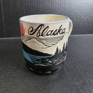 Vintage 1983 Alaska Souvenir Coffee Mug A.C.E. Mountain Landscape Speckled 83